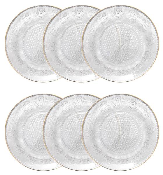 Teller BARREL 4er-Set Glas - 15 x 2 x 15 cm