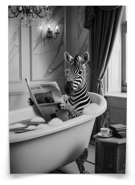 Poster ZEBRA in der Badewanne 20 x 30 x 30 cm