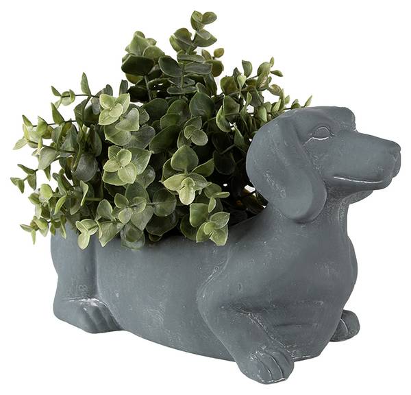 Innenblumentopf Hund Aprilsi Grau - Stein - 12 x 16 x 30 cm