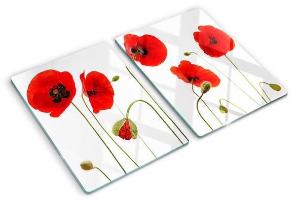 Schneidebrett Klaver 2er Set Rot - Glas - 52 x 1 x 40 cm