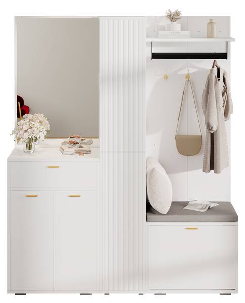 Kledingkastset LucyDiana wit - plaatmateriaal op houtbasis - 36 x 180 x 150 cm