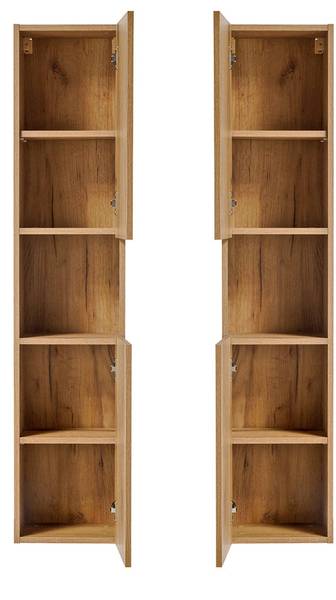 Bad-Hochschrank Skelbolu Braun - Holzwerkstoff - 30 x 140 x 25 cm