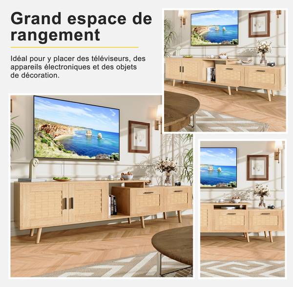 TV-Schrank Lowboard HYF01 Braun - Massivholz - 30 x 44 x 169 cm