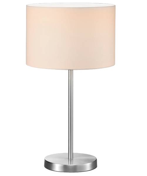 Große Nachttischlampe Stoffschirm Weiß Silber - Weiß - Metall - Textil - 30 x 55 x 30 cm