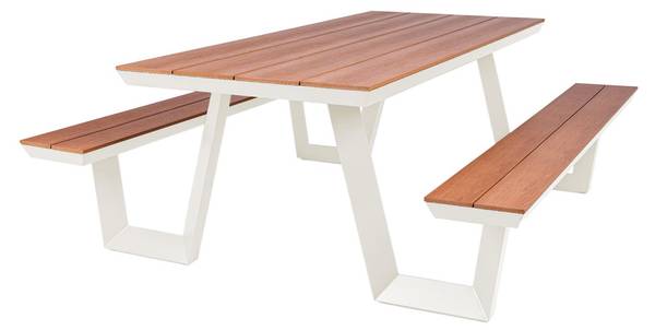 Picknicktisch Bermuda Weiß - Aluminium - 175 x 75 x 200 cm