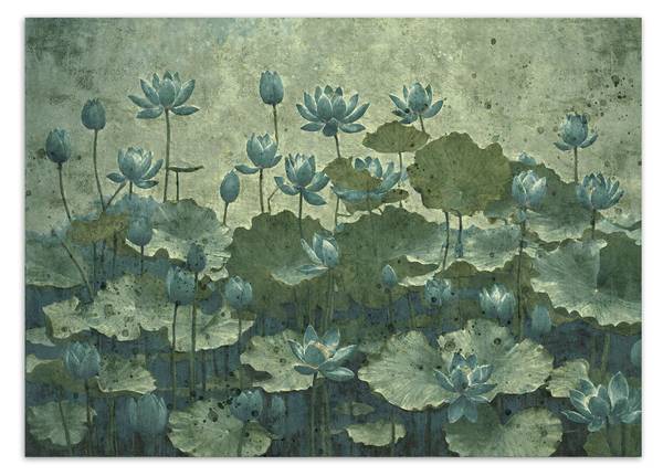 Papier peint, Nénuphars verts en fleurs 250 x 175 cm