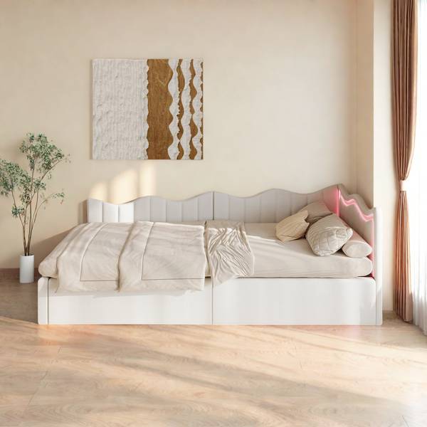 Kinderbett TEROUI9 Beige - Metall - Massivholz - 97 x 75 x 213 cm