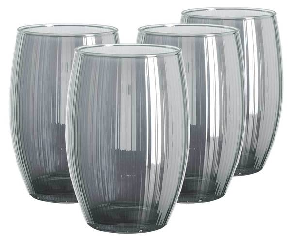 Windlichter Elysia 4er Set Silber - Glas - 14 x 20 x 14 cm