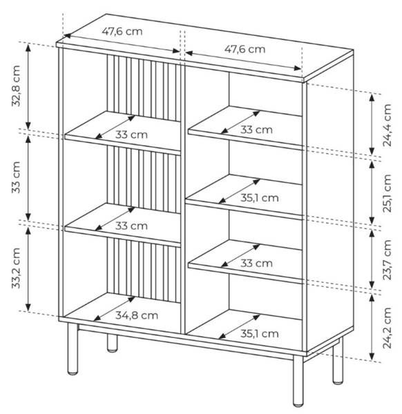 Vitrinenschrank LOARA Schwarz - Braun - ABS - 100 x 126 x 40 cm