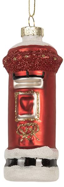 Kersthanger Brievenbus MC675256 rood - glas - 4 x 11 x 4 cm