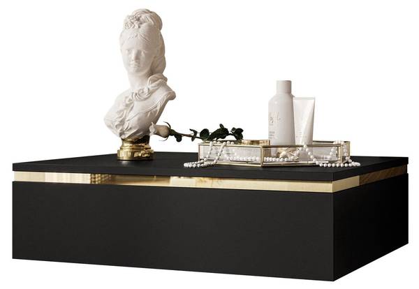 Nachttisch AURORA Schwarz - Gold - Holzwerkstoff - 48 x 15 x 38 cm