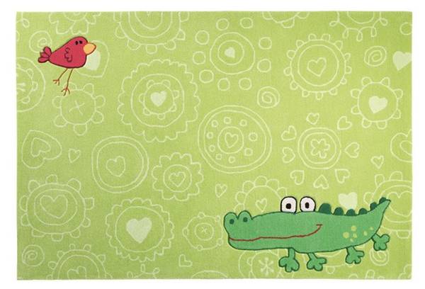 Kinderteppich Happy Zoo Crocodile Grün - Polyacryl - 120 x 2 x 180 cm
