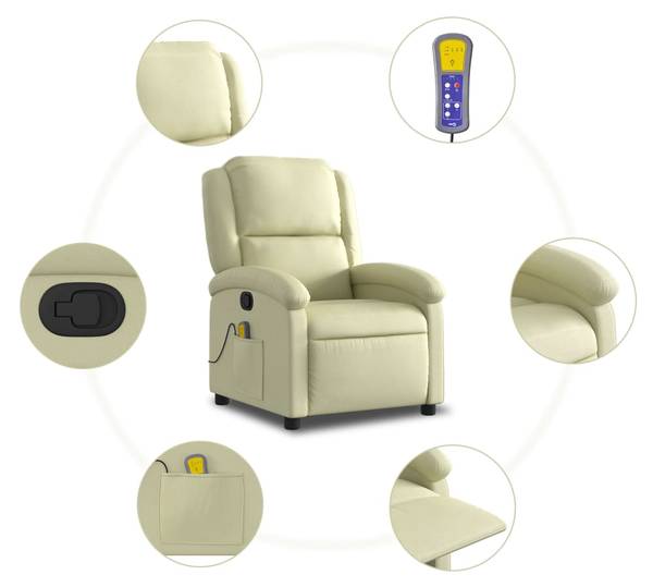 Fauteuil inclinable de massage 3032452-2 Crème - Blanc