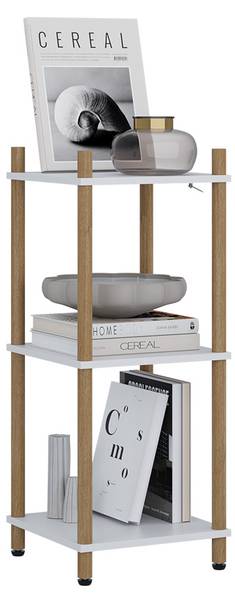 Hoekrek Bivio 57476 lichte pijnboomhouten look - zuiver wit - Sonoma eikenhouten look