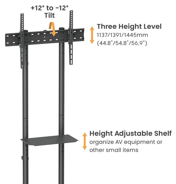 TV-Stand LUMT1042TE Schwarz - Stahl - 85 x 166 x 66 cm