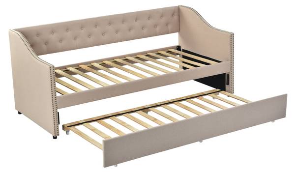 Tagesbett PTKJA3 Beige - Metall - Massivholz - 96 x 88 x 211 cm