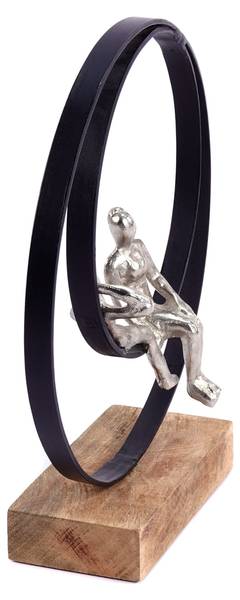 Skulptur Date Schwarz - Massivholz - 31 x 34 x 9 cm