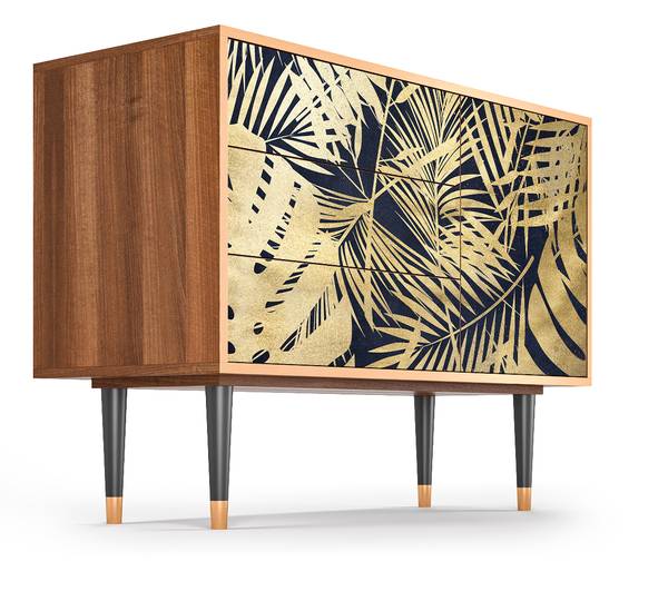 Sideboard S3 Walnuss Schwarz - Holzwerkstoff - 115 x 84 x 41 cm