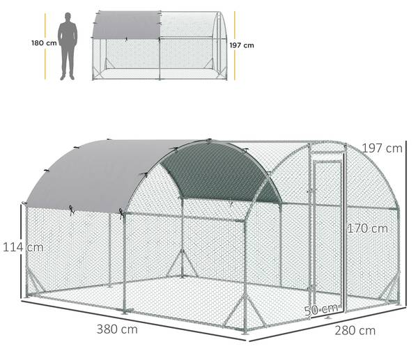Hühnerstall BB7137 Silber - Metall - 38 x 18 x 195 cm