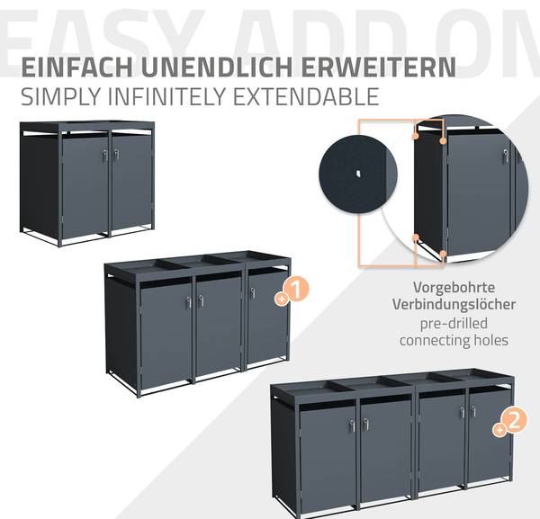 Abri à poubelles TORINO lot de 2 Largeur : 132 cm