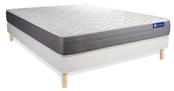Bettgestell und Matratze Actimemo dream Weiß - Massivholz - 150 x 51 x 195 cm