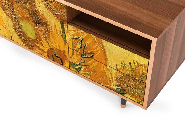 TV-Lowboard T7 Walnuss Gelb - Holzwerkstoff - 125 x 56 x 41 cm