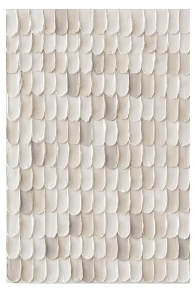 Tableau peint à la main Écailles Gravées Argenté - Coton - 60 x 90 x 4 cm
