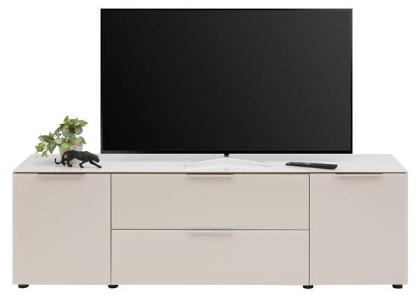 Lowboard SIENA Beige - Holzwerkstoff - Glas - 180 x 55 x 40 cm