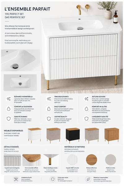 Badezimmerschrank Rhein I Weiß - Breite: 101 cm
