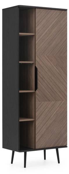 Bücherregal ELIO Schwarz - Braun - Holzwerkstoff - Metall - 150 x 80 x 41 cm