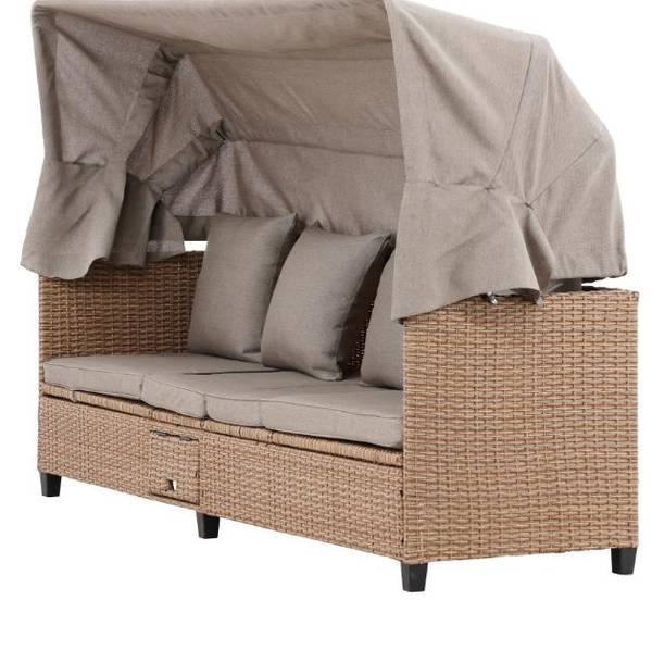 Tuinbank Nopy beige - deels massief hout - 200 x 135 x 60 cm
