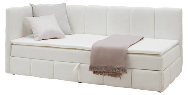 Bett LUNA Beige - Textil - Holz teilmassiv - 114 x 1 x 100 cm
