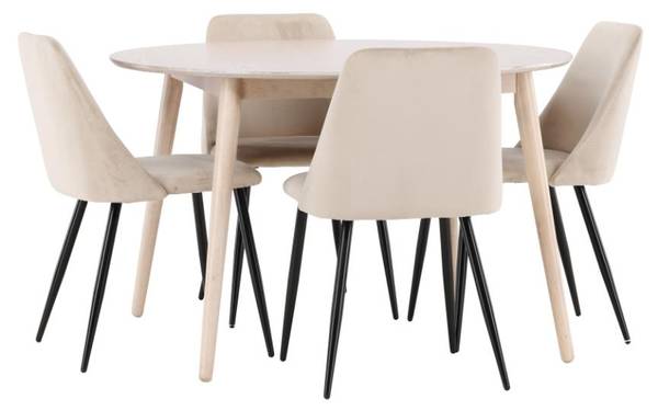 Essgruppe Flora 5-teilig Beige - Weiß - Polyester - Webstoff - 120 x 75 x 120 cm