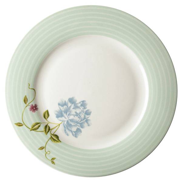 Teller flach 26 cm Mint Candy Stripe Grün - Steingut - 27 x 2 x 27 cm