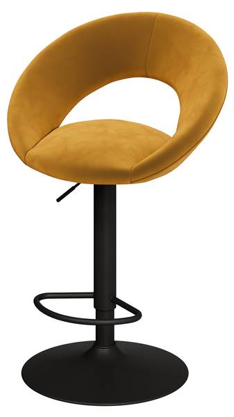 Lot de 2 chaises de bar en velours jaune Jaune - Textile - 49 x 95 x 52 cm