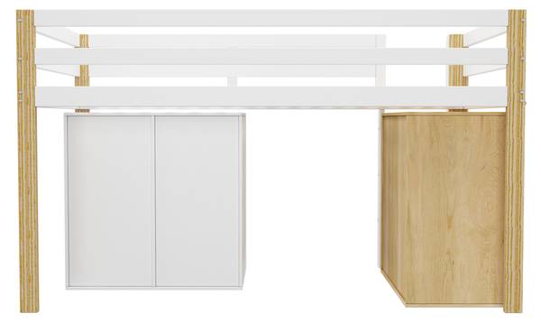 Hochbett Noah Braun - Weiß - Holzwerkstoff - Massivholz - 96 x 120 x 204 cm