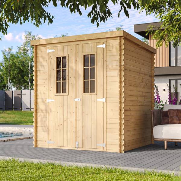 Gartenhaus mit Boden M309C+M309G Beige - Fichte - 200 x 200 x 200 cm