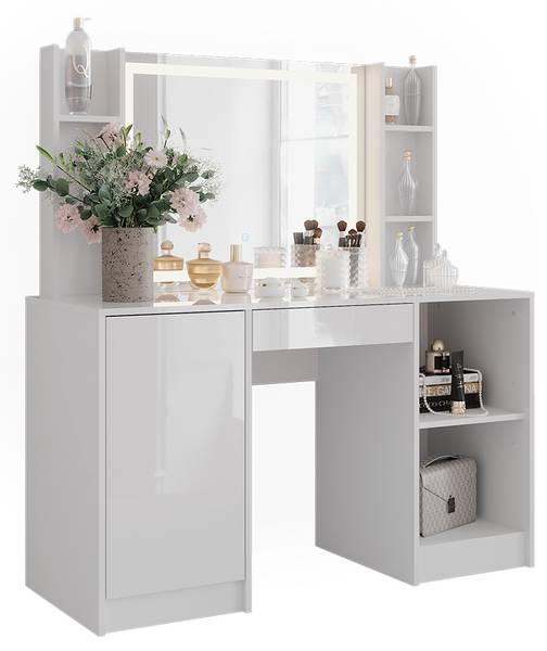 Kaptafel met licht Sherry 57627 wit - plaatmateriaal op houtbasis - 129 x 76 x 51 cm