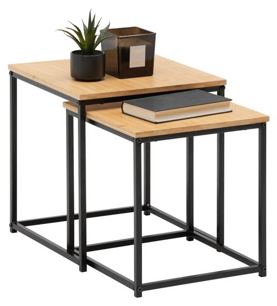 Beistelltischset KOKO Beige - Schwarz - Holzwerkstoff - Metall - 38 x 40 x 38 cm