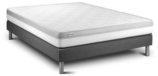 Bettgestell und Matratze VITAL RELAX - Grau - Massivholz - 130 x 47 x 200 cm