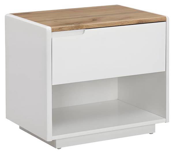 Table de chevet AMANI Beige - En partie en bois massif - 40 x 50 x 55 cm