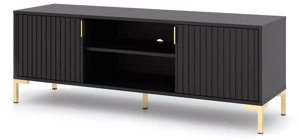 Tv lowboard FLINN RTV140 2D Schwarz - Melamin - 140 x 50 x 40 cm