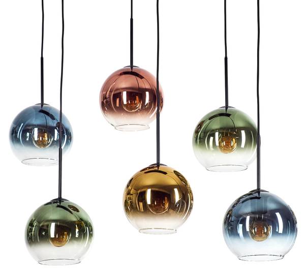 Pendelleuchte Cesaro Blau - Gold - Grün - Aluminium - Klarglas - 26 x 134 x 120 cm