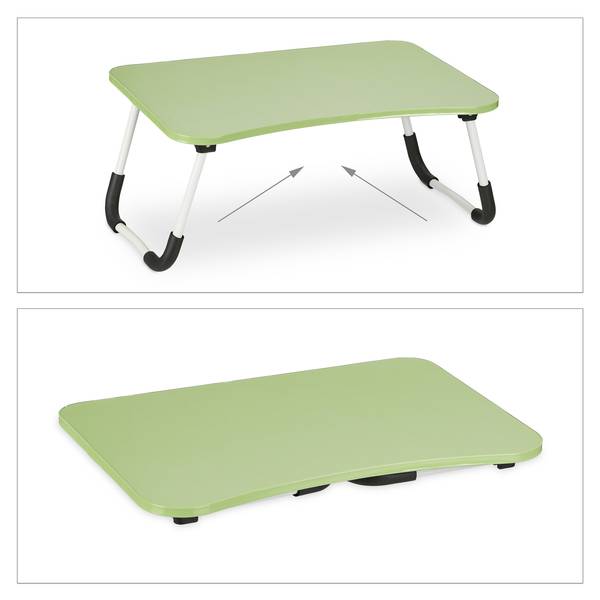 Table de lit ordinateur portable en vert Noir - Vert - Blanc - Fer - 63 x 26 x 40 cm