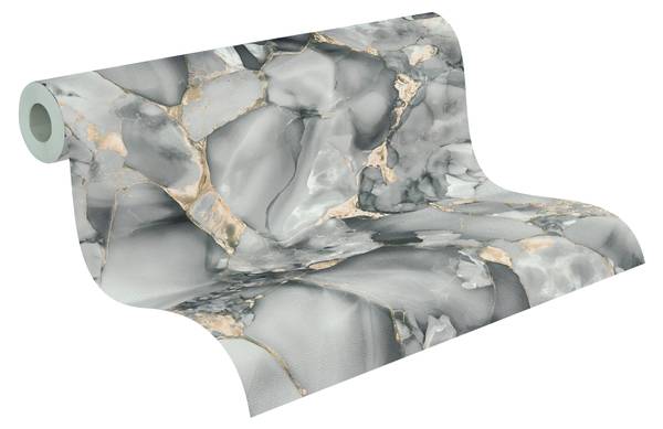 Vliestapete Golden Veil Gold - Grau