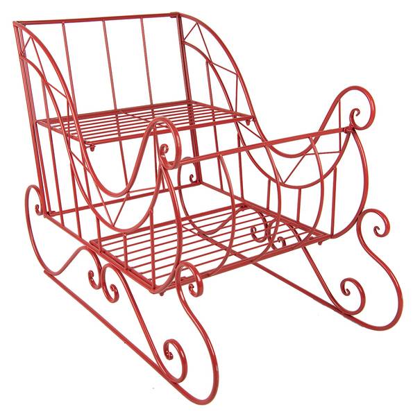 Weihnachtsschlitten Grosser Xmas&Tristan Rot - Metall - 51 x 68 x 90 cm