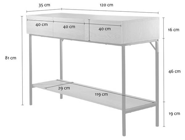 Console TESSA Marron - Bois manufacturé - 35 x 81 x 120 cm