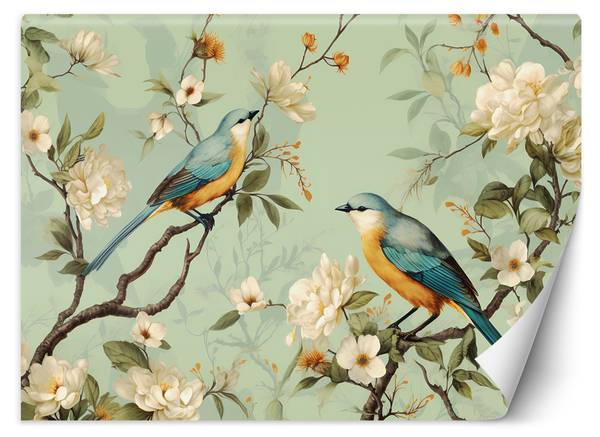 Fototapete Vögel Blumen Chinoiserie 200 x 140 cm