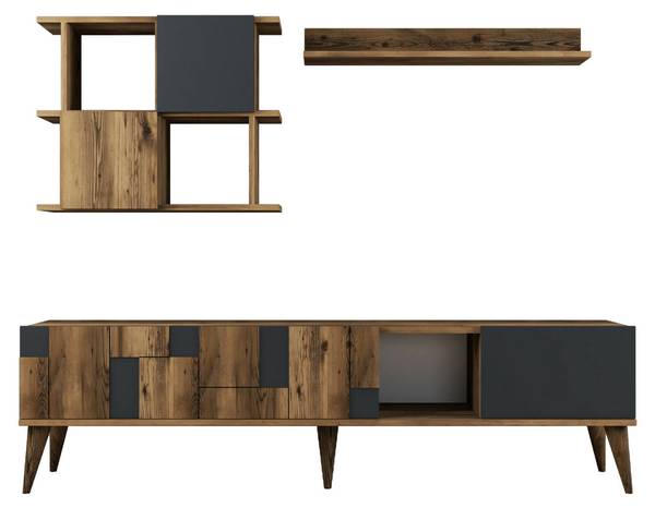 Meuble TV Dora Marron - Bois manufacturé - 180 x 49 x 34 cm