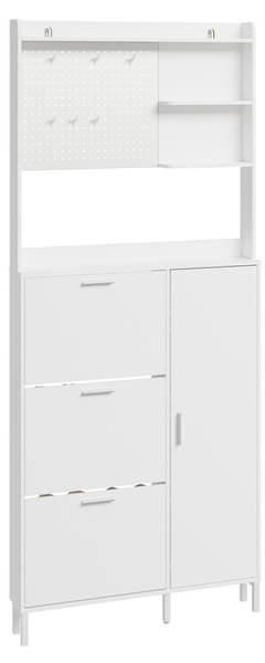 Schuhschrank FSR232-W Weiß - Stahl - Melamin - 14 x 197 x 83 cm